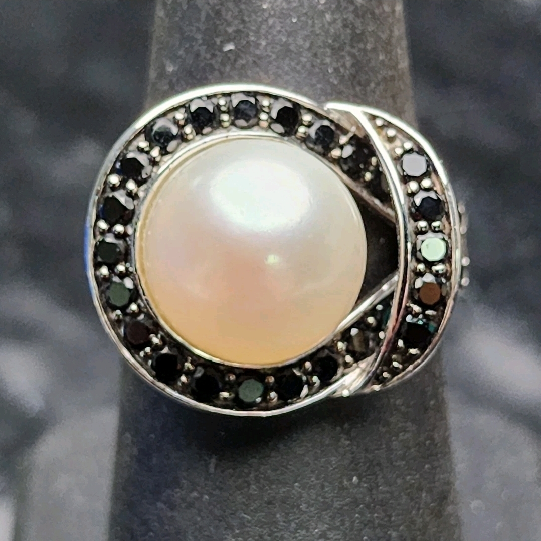 Honora Freshwater Pearl Sterling Silver Black Accent Size 7